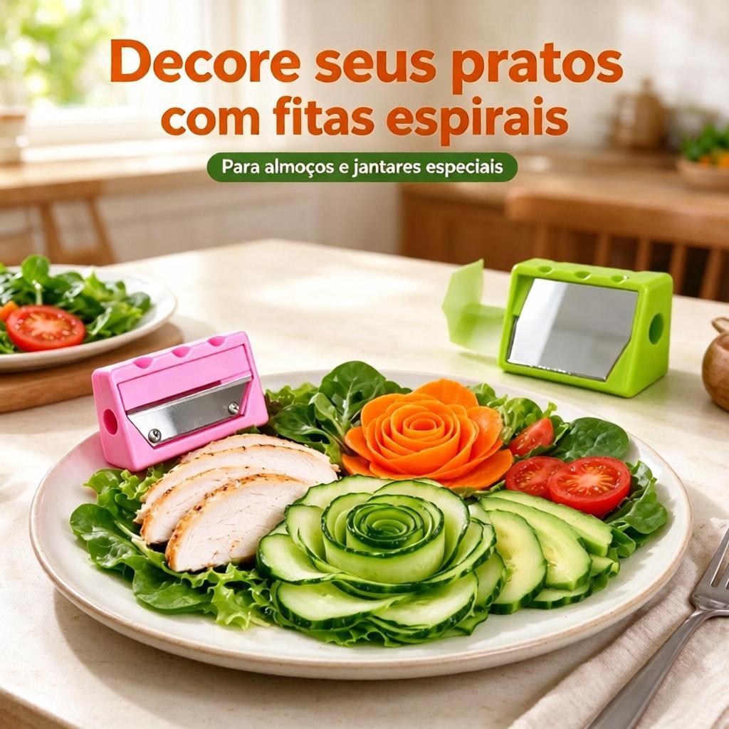 Descascador em Espiral de Legumes  2em1, Cortador de Cenoura e Pepino em Fitas Finas para Saladas e Espaguete de Legumes