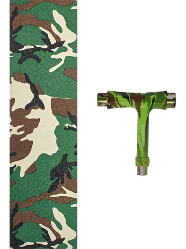 Kit De Skate Lixa Importada Jessup Camuflada + Chave Para Montar