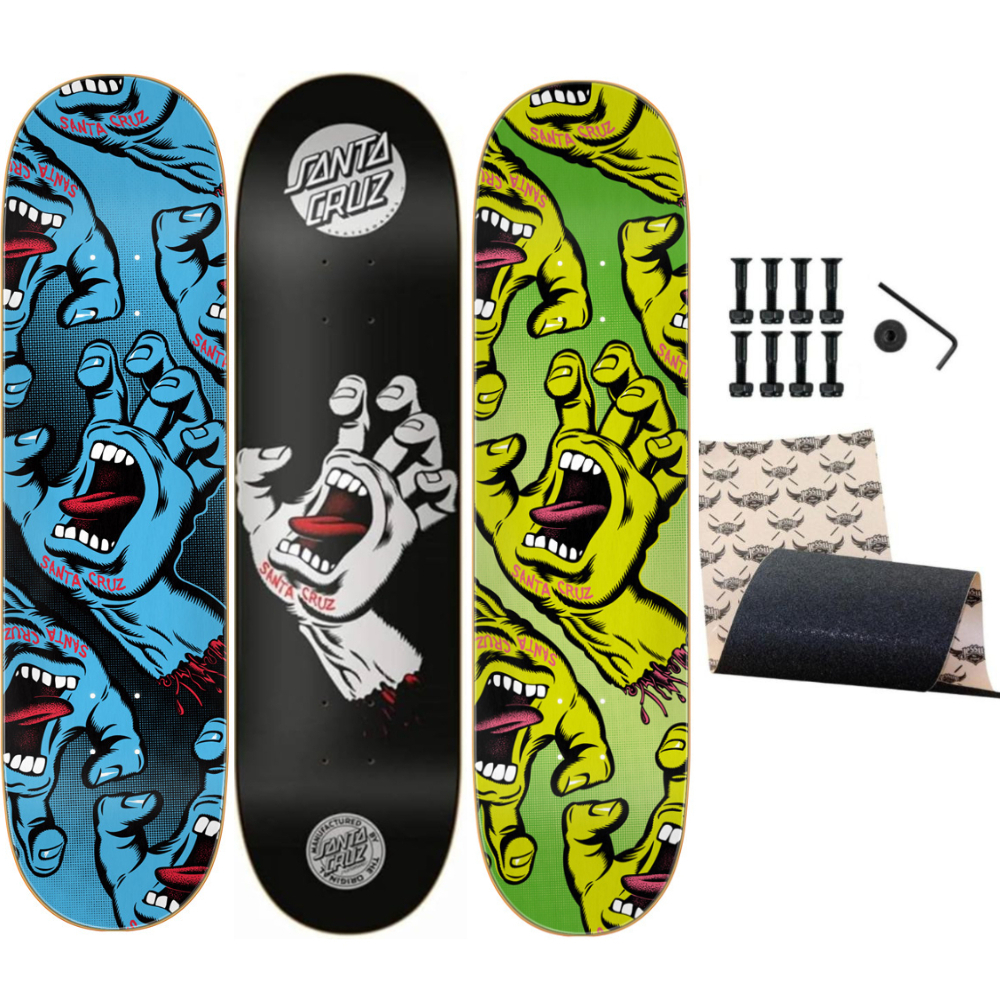 Shape Santa Cruz 8.5 Powerlyte Fibra de vidro + Lixa Jessup + Parafuso de base
