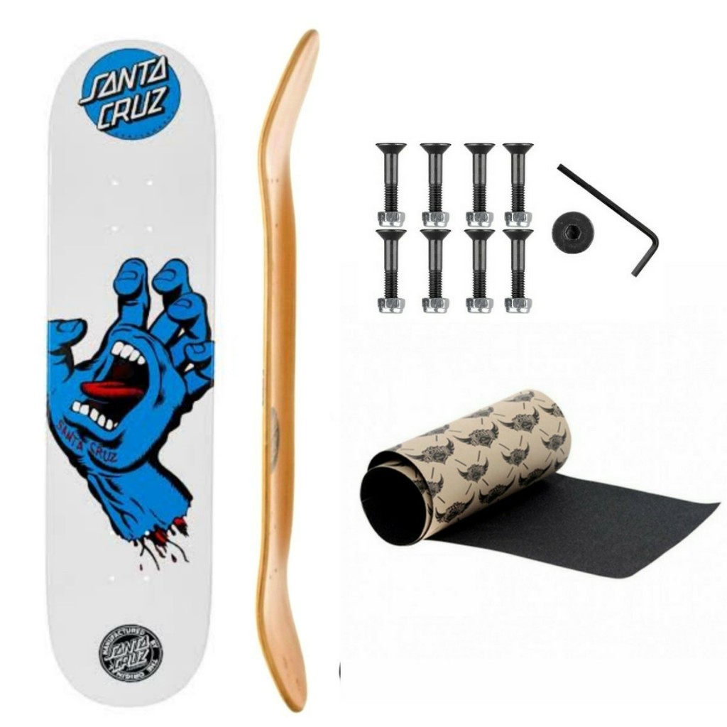 Shape Santa Cruz 7.9 Powerlyte Fibra + Lixa Jessup + Parafuso de base