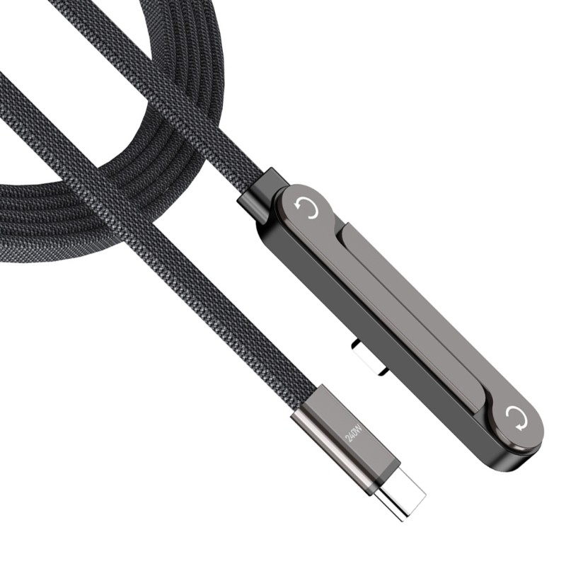 zzz Twist Proof 1 5M Texturizado Tipo C Cabo De Alimentação Com Ajuste Automático 240W E Suporte Flexível Para Desenvolv