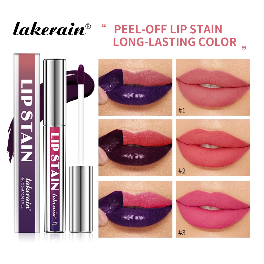 Lakerain Kit Removível De Manchas Labiais De Veludo Fosco De 3 Cores-Matiz Labial Rosa À Prova D'água De Longa Duração ,