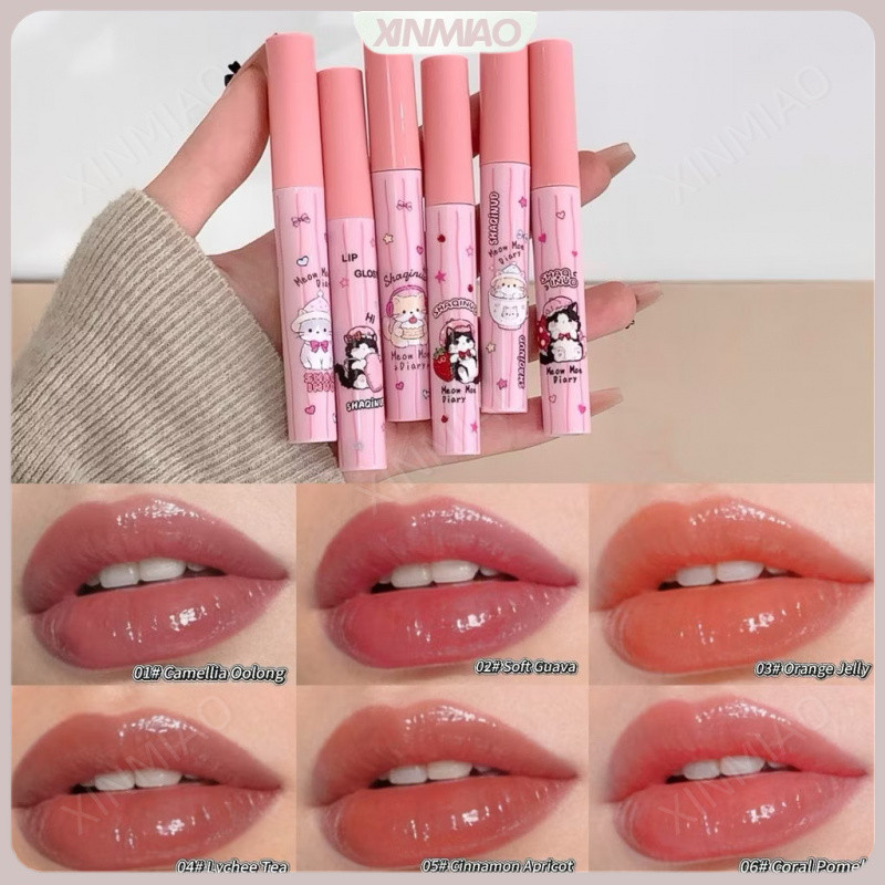 Kit Gloss Labial Espelhado 6 Cores, Brilho Hidratante, Kit Presente para Jovens e Estudantes Maquiagem Diária