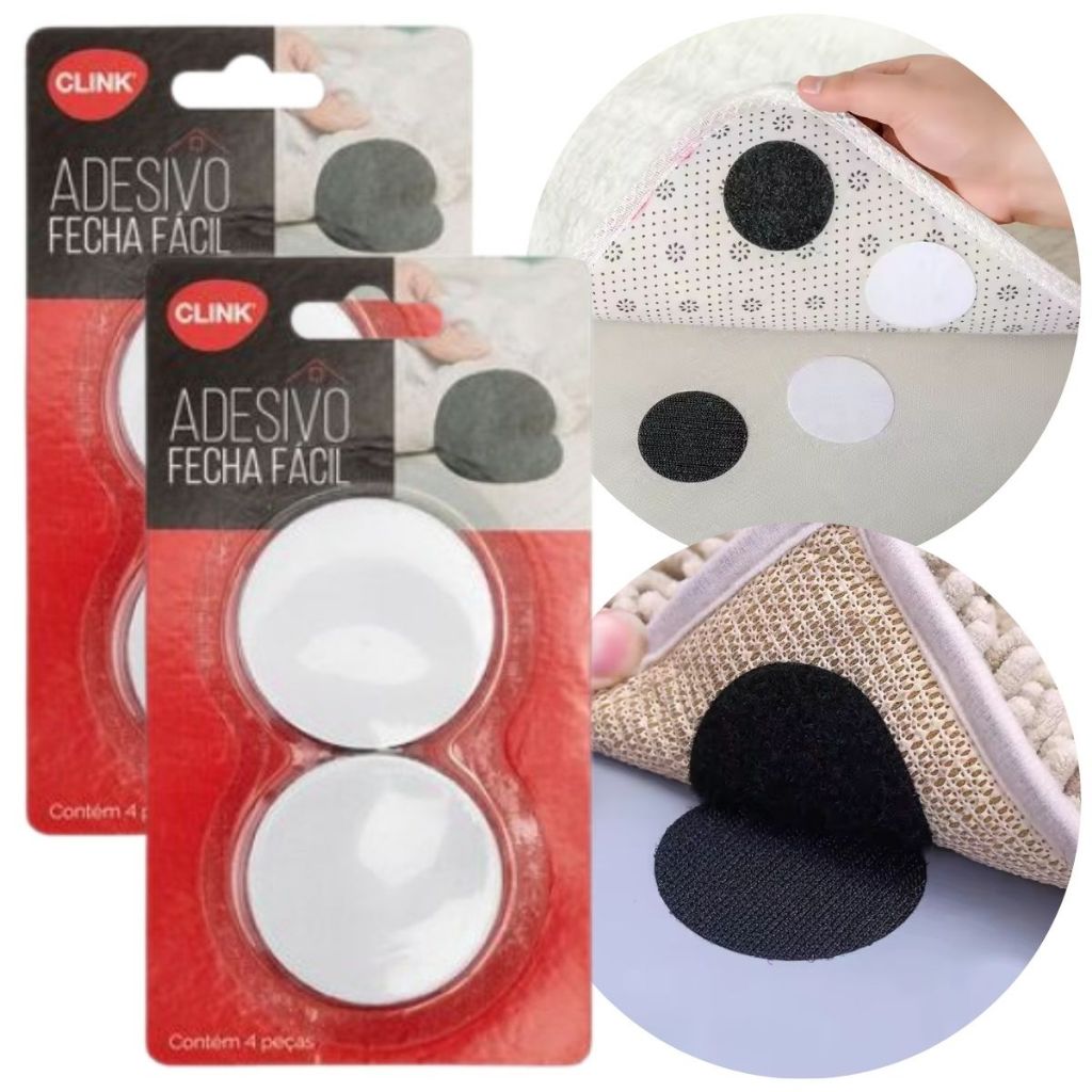 Kit 8 Fecho Adesivo Lacre 5cm Fixa Tela Tapete Fecho de Contato Macho e Femea Extra Forte Multiuso - Clink