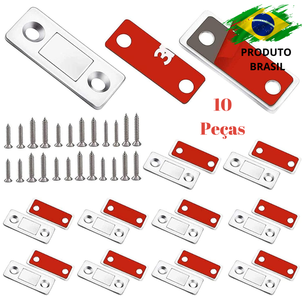 Kit 2 a 15 Trava Gaveta Armário Porta Gabinete Tela Imã Magnético