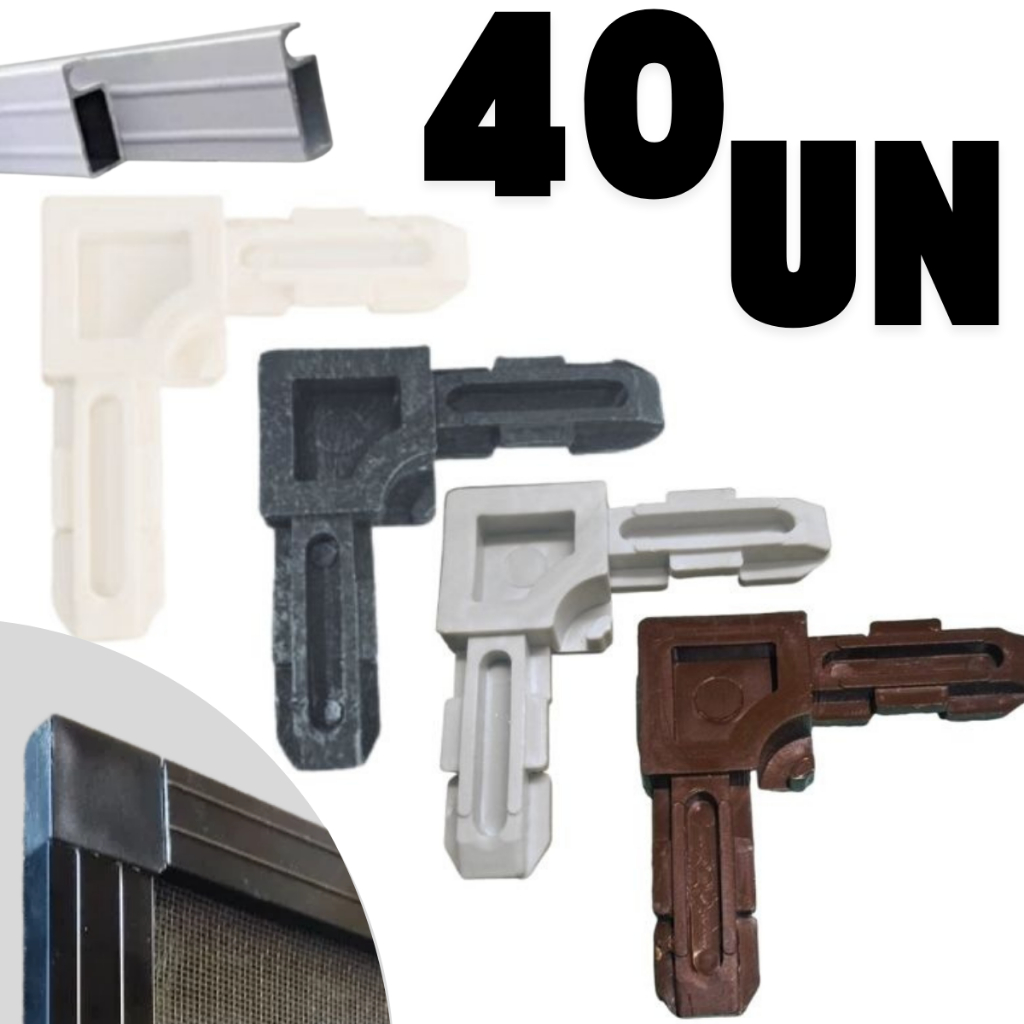kit 40 Junção Conexão Canto L Nylon P/ Tela Mosqueteira Corte 90°