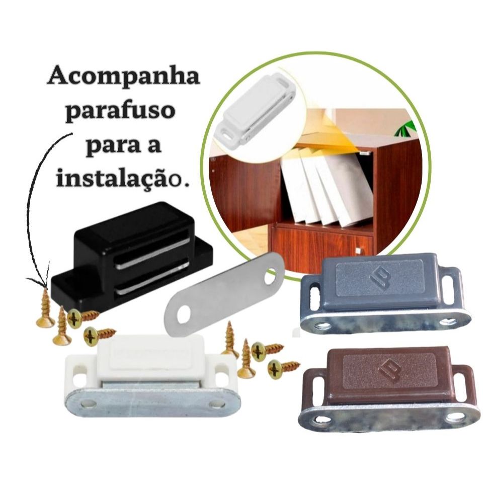 Fecho Magnético/imã (10 PEÇAS) Trava Para Porta De Móveis e tela mosqueteira 2 furos
