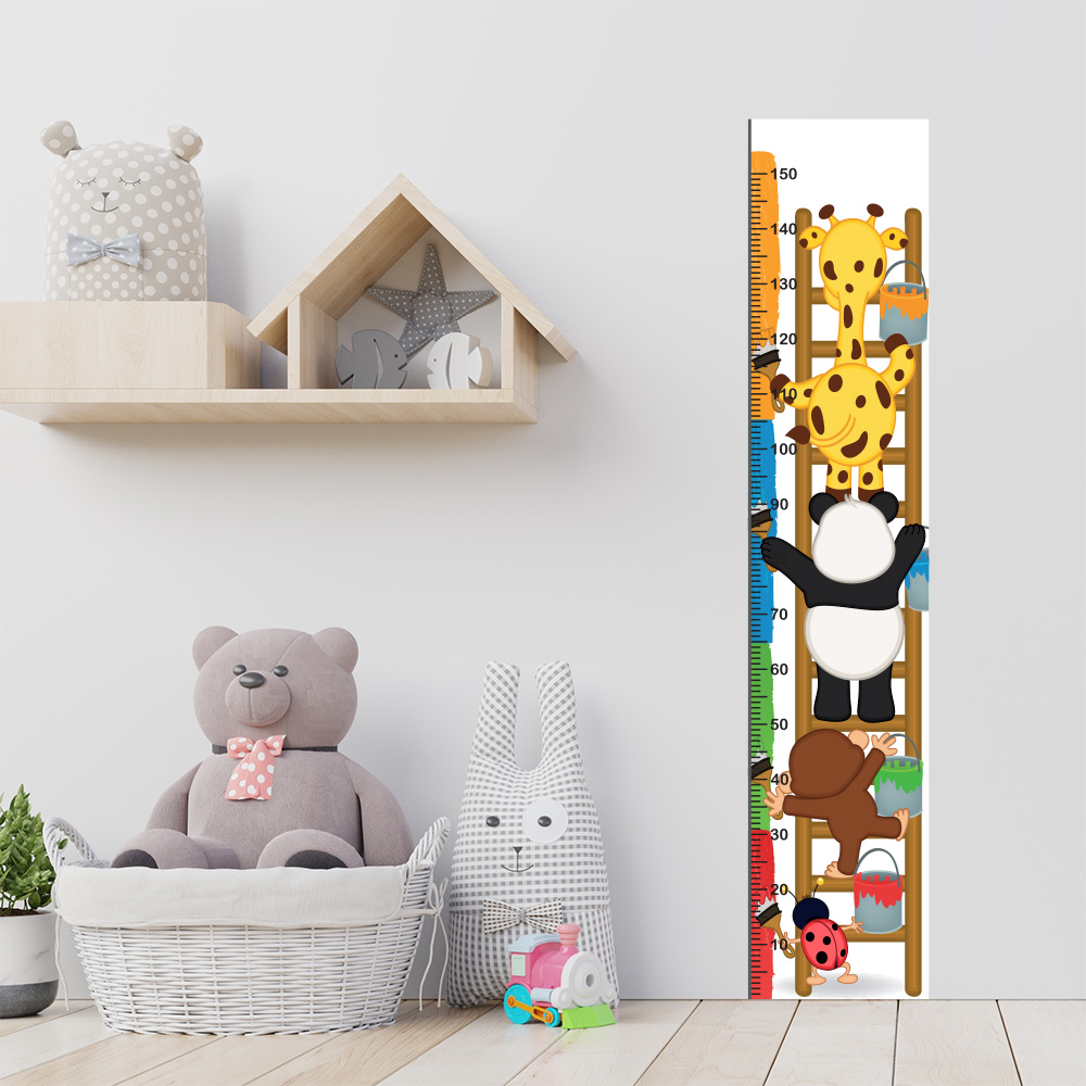 Régua de Crescimento Infantil Adesivo Safari Animais Menino Menina Bebê - 018reg