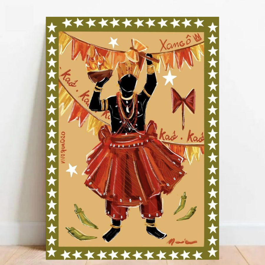 Quadro Placa decorativa Xangô Orixá Umbanda Candomblé Xango é rei 018