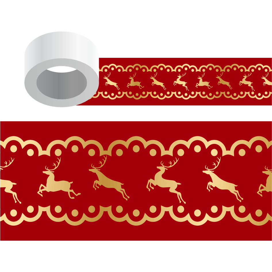 Faixa Adesiva Parede Vitrine Decoração Janela Border Papel de Parede - Vitrine NATAL 018_VERMELHO - Kit c/ 2Faixas - 2m