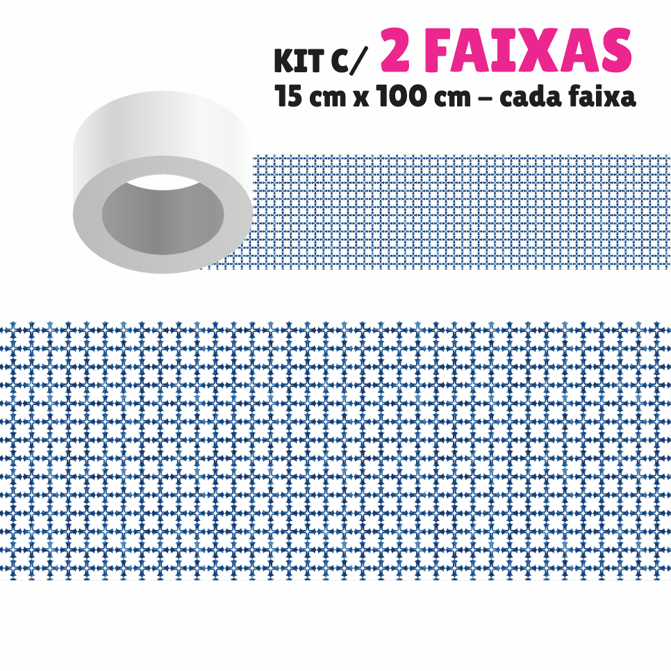 Faixa Decorativa para Cozinha - Kit com 2 Faixas Papel de Parede Border Faixa Adesiva Decoração - AZULEJO 018 Português