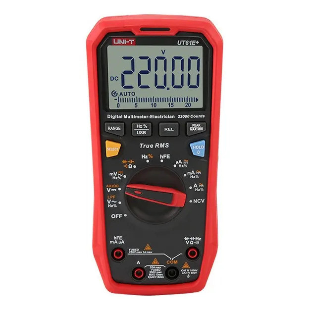 Multímetro Digital UT61E+ True RMS 22000 Contagens Auto Range USB NCV CAT III 1000V Profissional