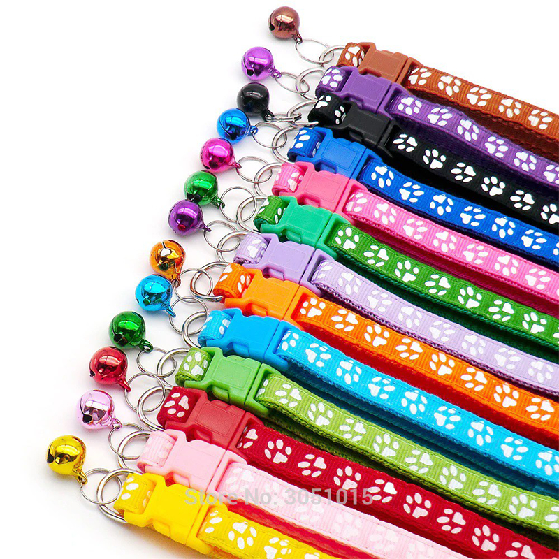 Vip Bonito Paws Pattern Pet Filhote De Cachorro Coleiras Com Sino Para Cães Pequenos Colar