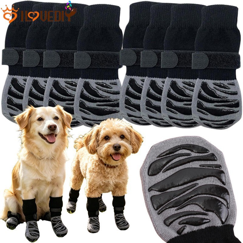 Meias Antiderrapantes Para Cães Com Mistura De Algodão Elástico Alto | 3X Grip Tiger Claw Pattern Alça Ajustável , Prote