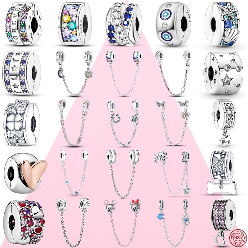 Venda Quente Clip De Design Original 925 Sterling Silver CZ Clip Miçanga Encaixar Pulseira DIY Mulheres Fazendo Jóias