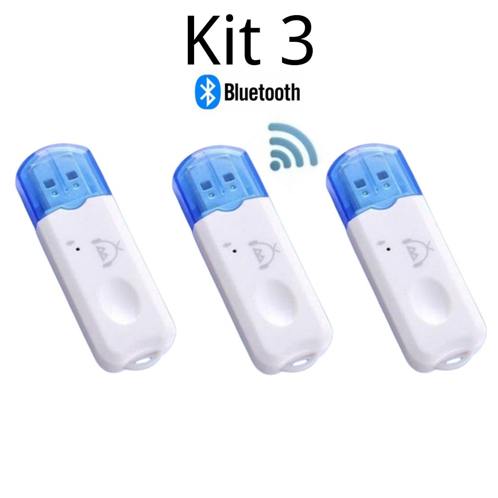 KIT 3 Adaptador Receptor Bluetooth Usb Pendrive Carro Musica