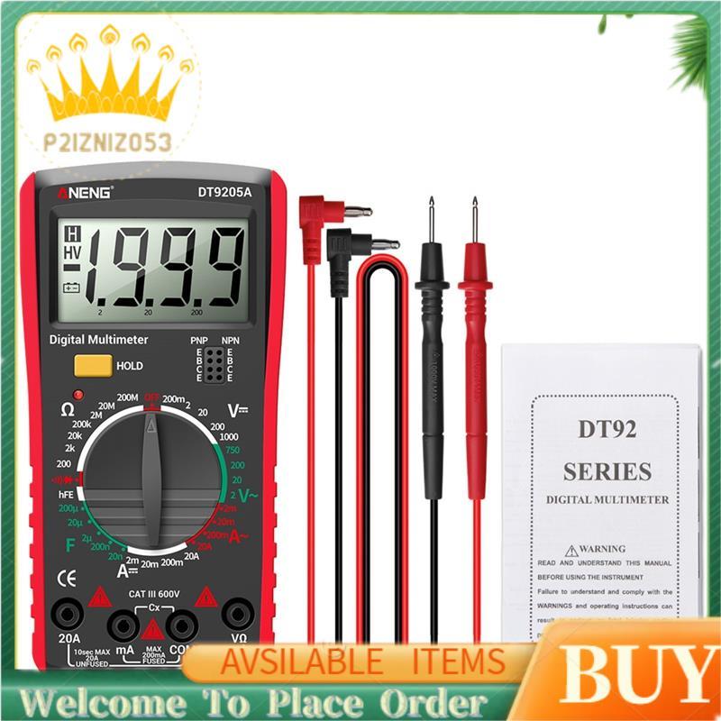 DT9205A Multímetro Digital Transistor Tester Medidor De Teste NCV Elétrico Profissional Analógico Auto Range Vermelho