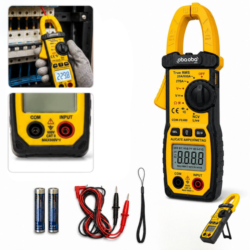 Alicate Amperímetro Digital True RMS NCV Auto Range CAT III 600V Profissional