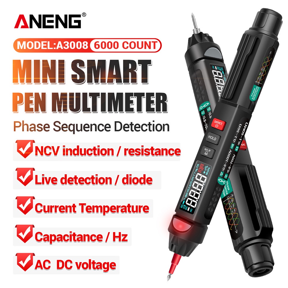 ANENG One Set A3008 Multímetro Digital , 6000 Contagens Testador De Caneta Sensor Profissional Inteligente Com NCV E Vol
