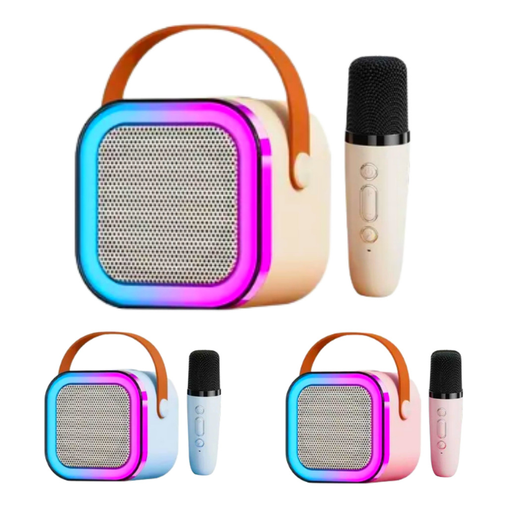Caixa De Som Karaokê 2 Microfone Bluetooth Efeito Muda Voz