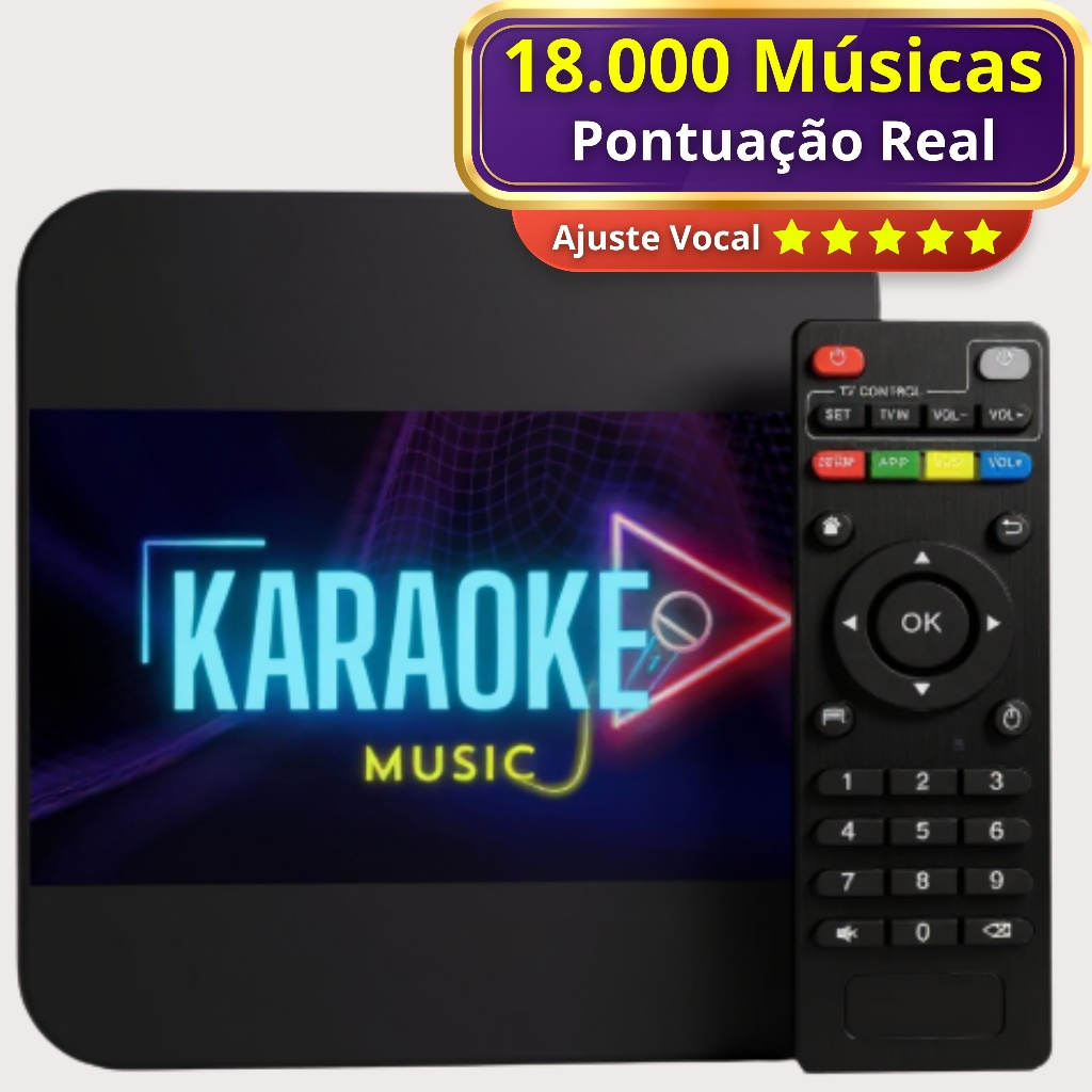 Aparelho de Karaokê SmartBox com 18.000 Músicas Pontuação Real + Fila Espera