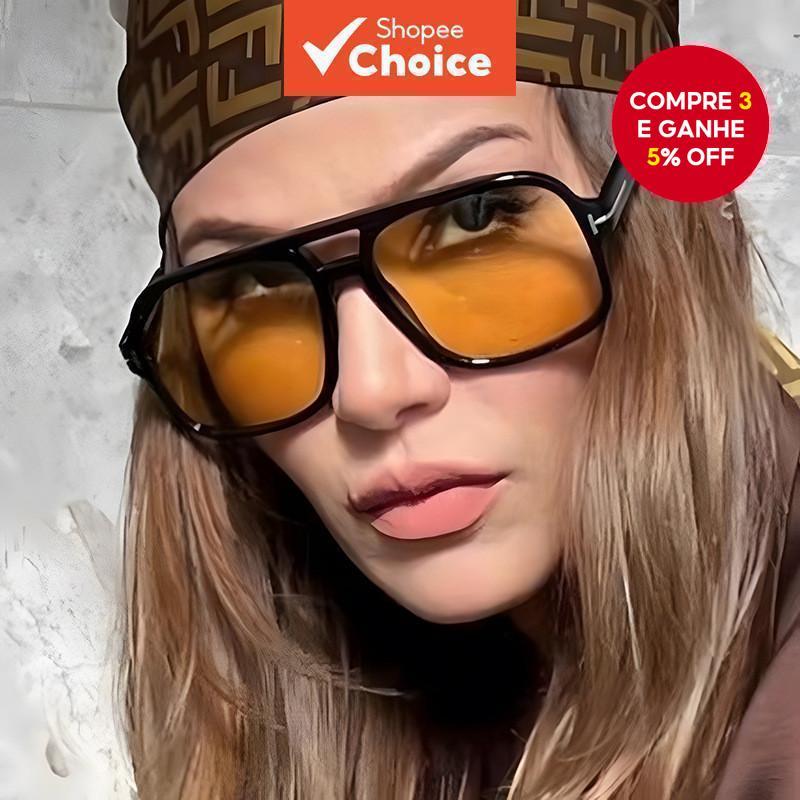 Óculos De Sol Piloto Quadrados Retro Ponte Dupla UV400 Armação De Metal Para Homens E Mulheres