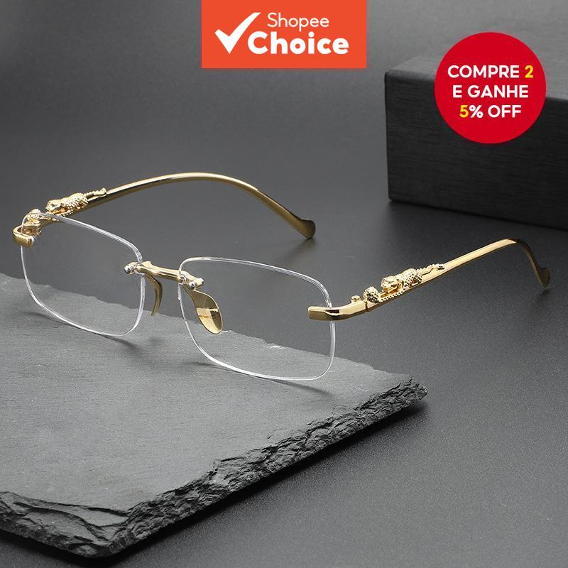 Óculos De Sol Quadrados Retrô Sem Aro Com Proteção Uv Cheetah Metal Decor Unissex Para Dirigir