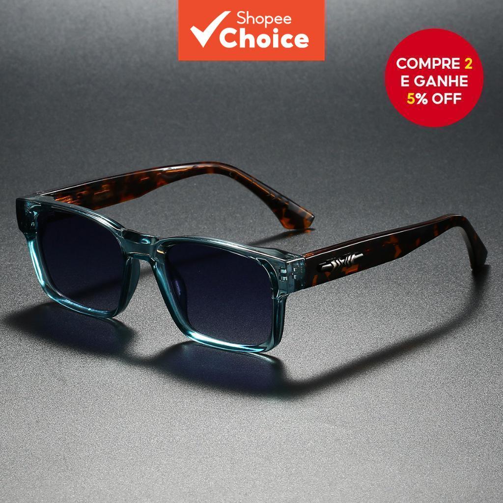 Óculos De Sol Anti-Luz Azul Retrô Clássico Masculino E Feminino , Armação Quadrada De Metal Com Função De Proteção UV 40