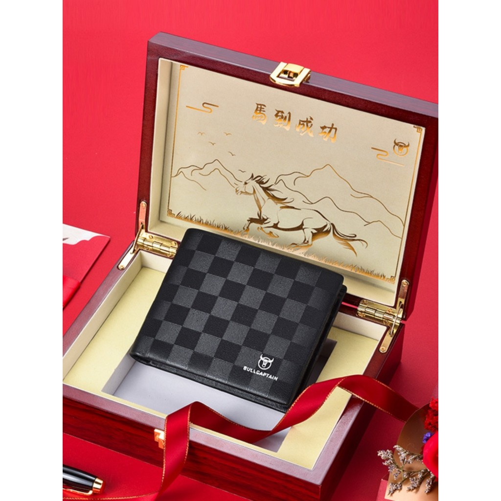 Capitão Niu Carteira De Couro Masculina De Couro Genuíno High-End Genuíno Horizontal Primeira Camada De Couro De Negócio