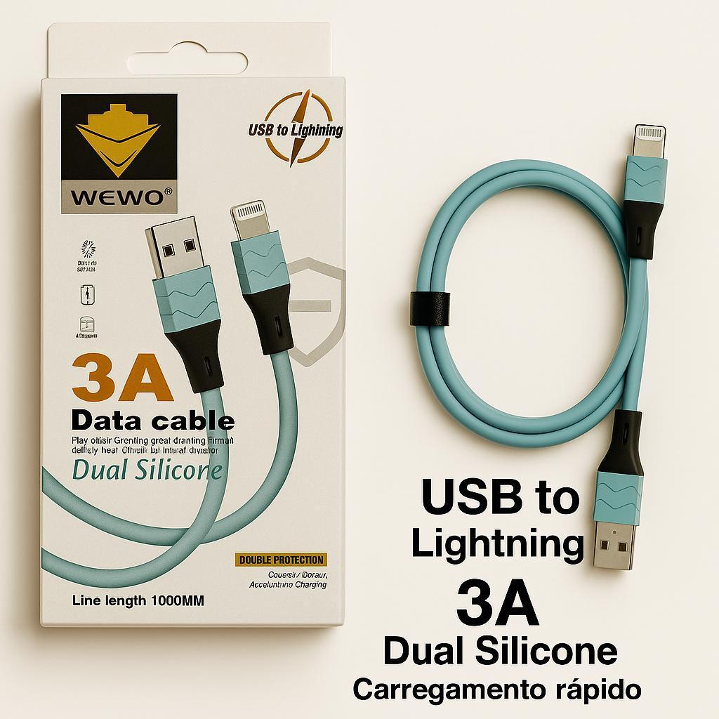 Cabo WEWO Dual Silicone – Resistente, Rápido e Confiável