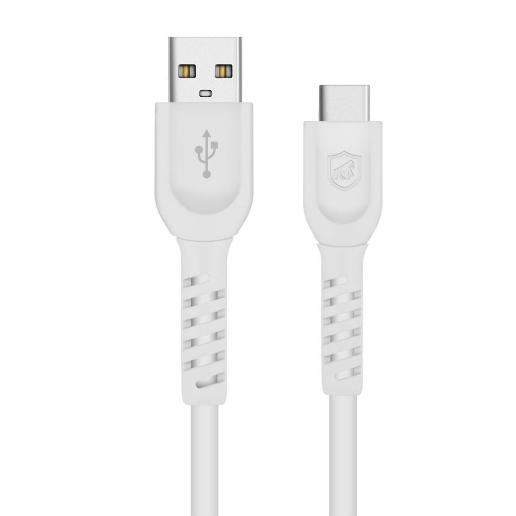 Gshield Cabo Dual Shock 1,2m USB-A / Tipo C Qualcoom 3.0 com Revestimento de PVC Reforçado, Branco