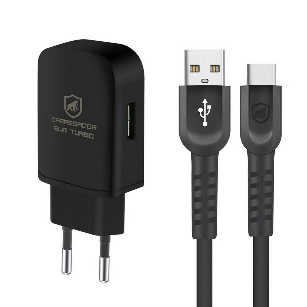 Kit Carregador turbo slim com Cabo Dual Shock Type C / Tipo C/ Usb - Original - Gshield