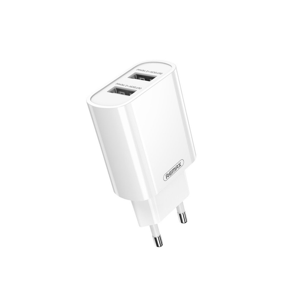 Carregador de Parede Dual USB 5V 2.1A REMAX RP-U35 Bivolt Para Motorola, iPhone, Samsung, Outros