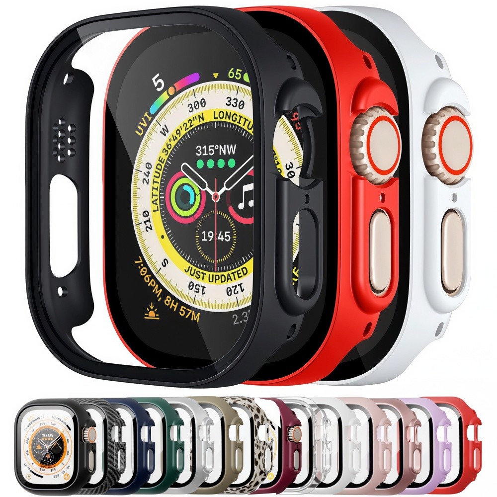Vidro Temperado+Tampa PC Case Para Apple Watch 10 11 42mm 46mm 49mm Ultra Proteção De Tela Smart iWatch Capinha Capa