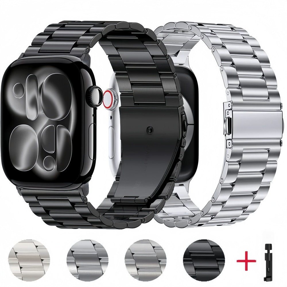 Aço inoxidável Pulseira Para Apple Watch 11 10 46mm 42mm 40mm 44mm 41mm 38mm 45mm 49mm Ultra Smartwatch Aço Banda