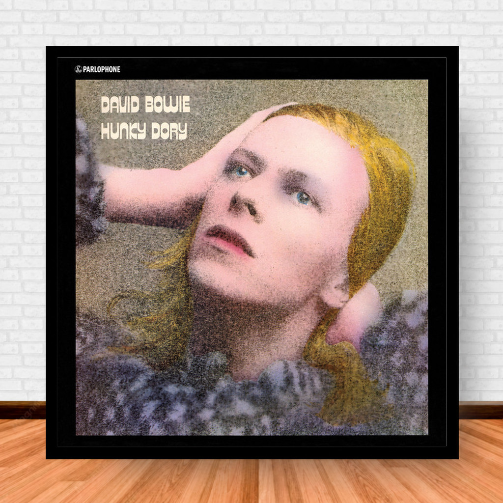 Quadro Decorativo Placa Música Álbuns David Bowie Rock com Moldura