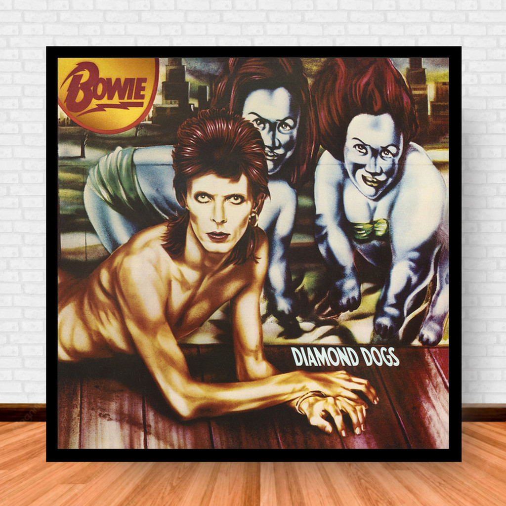 Quadro Decorativo Placa Música Álbuns David Bowie Rock com Moldura