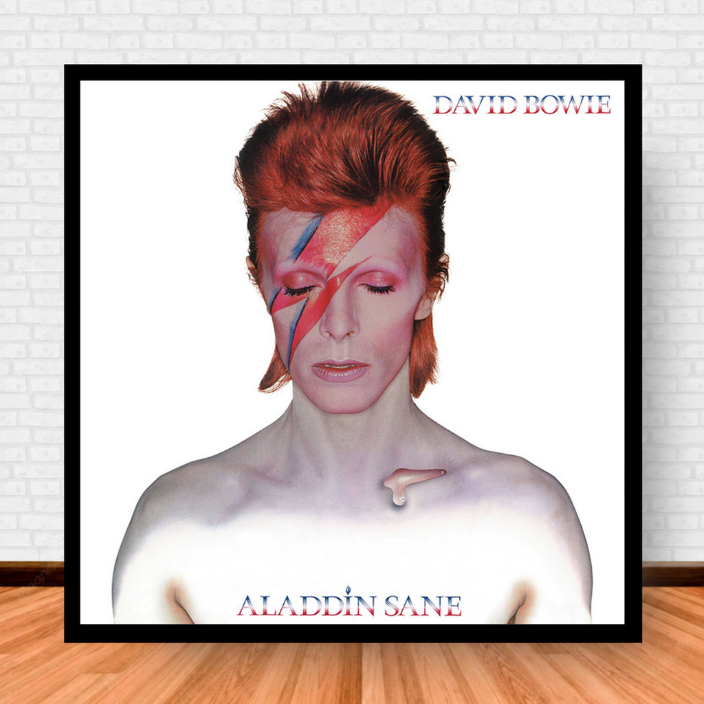 Quadro Decorativo Placa Música Álbuns David Bowie Rock com Moldura
