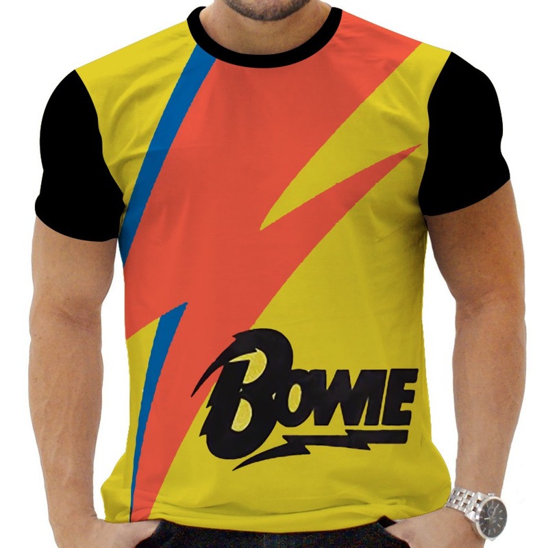 Camiseta Camisa Personalizada Rock David Bowie Glan 7_x000D_