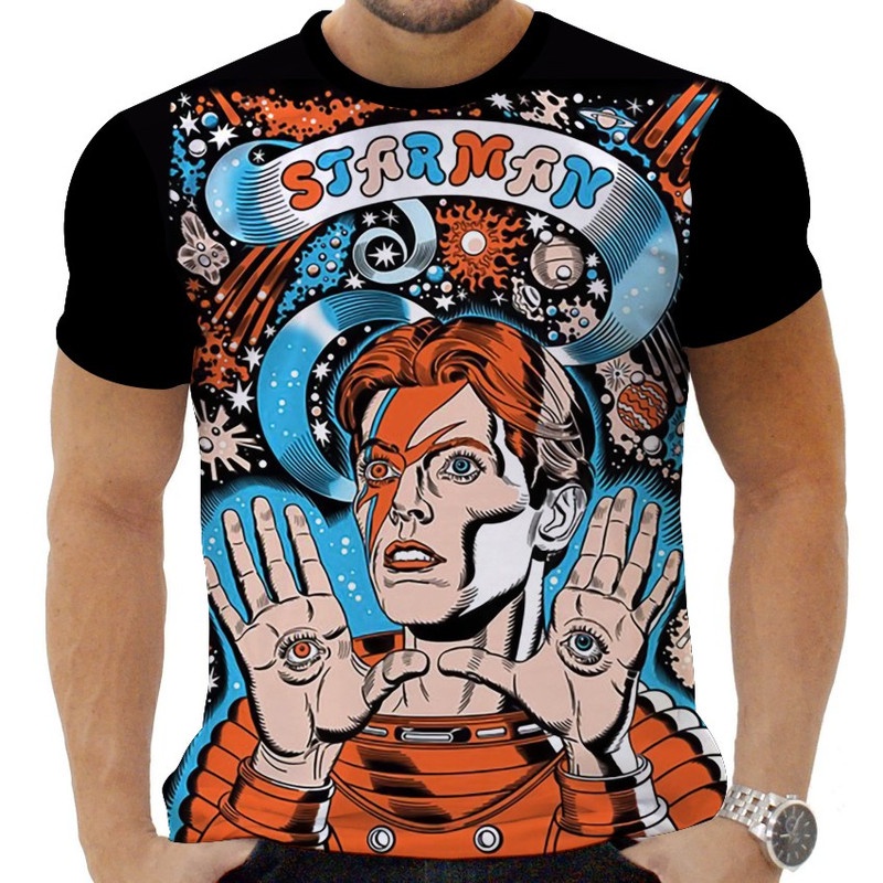 Camiseta Camisa Personalizada Rock David Bowie Glan 11_x000D_