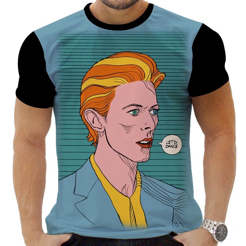 Camiseta Camisa Personalizada Rock David Bowie Glan 10_x000D_