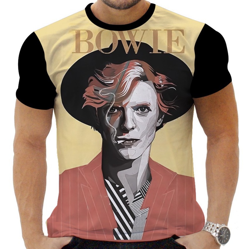 Camiseta Camisa Personalizada Rock David Bowie Glan 3_x000D_