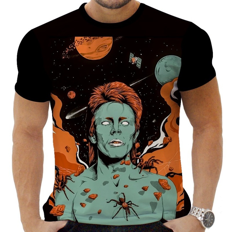 Camiseta Camisa Personalizada Rock David Bowie Glan 4_x000D_