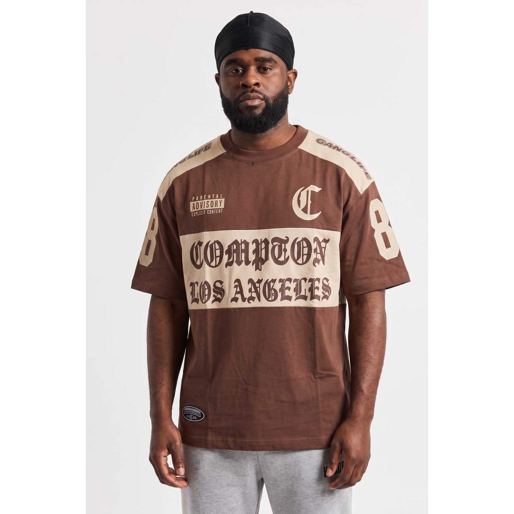 Camiseta Oversized Compton Gang Life - Marrom