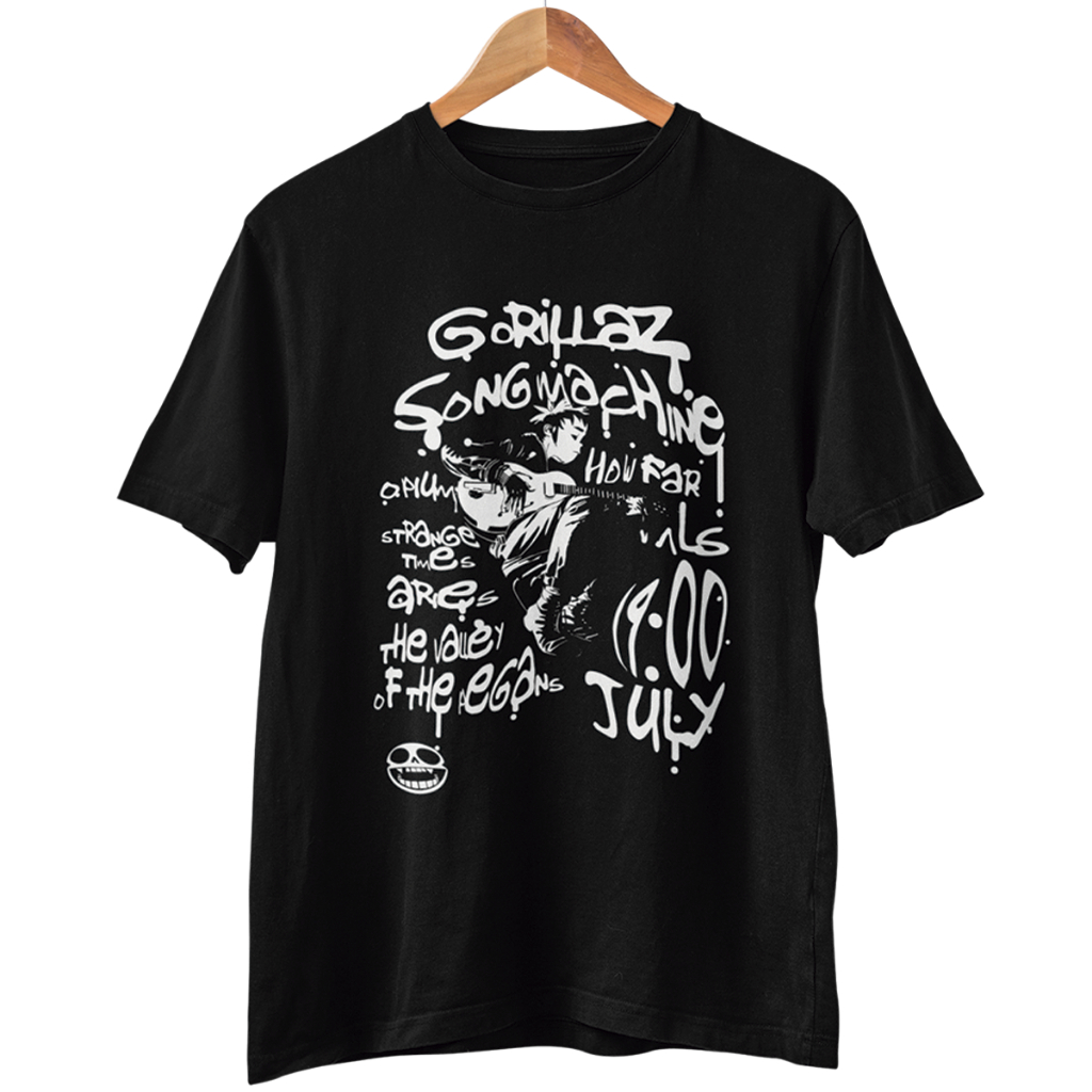 Camiseta Banda Gorillaz Songs Names T-shirt 100% Algodão