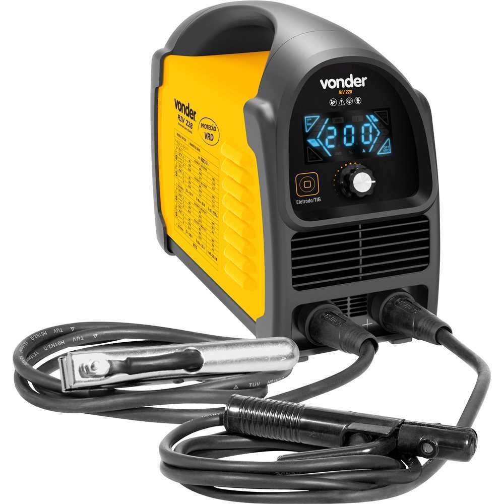 Inversor de Solda 200A Vonder RIV 228 Bivolt Automático TIG Eletrodo Display LED