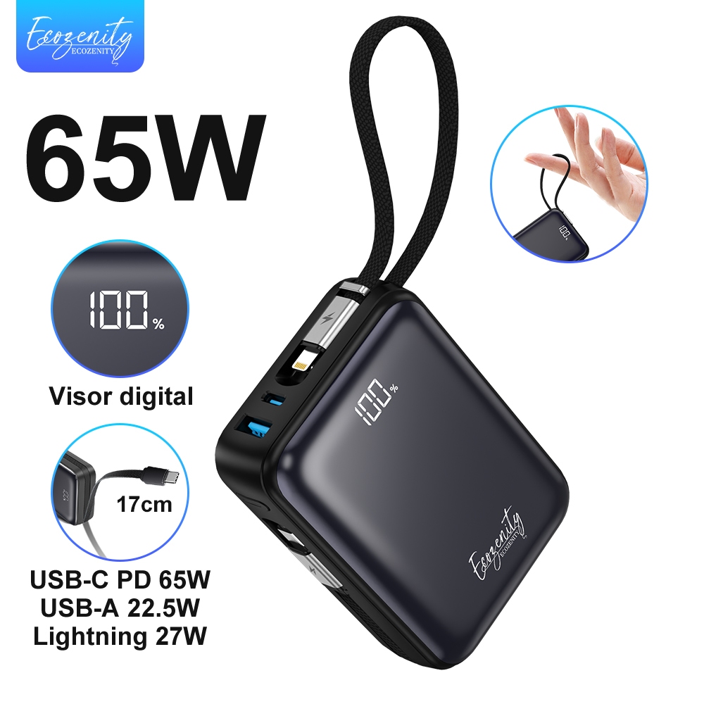 Trailforge Carregador Portátil 20000mah -Carregamento Rápido 65W Power Bank Carregador Saída dupla