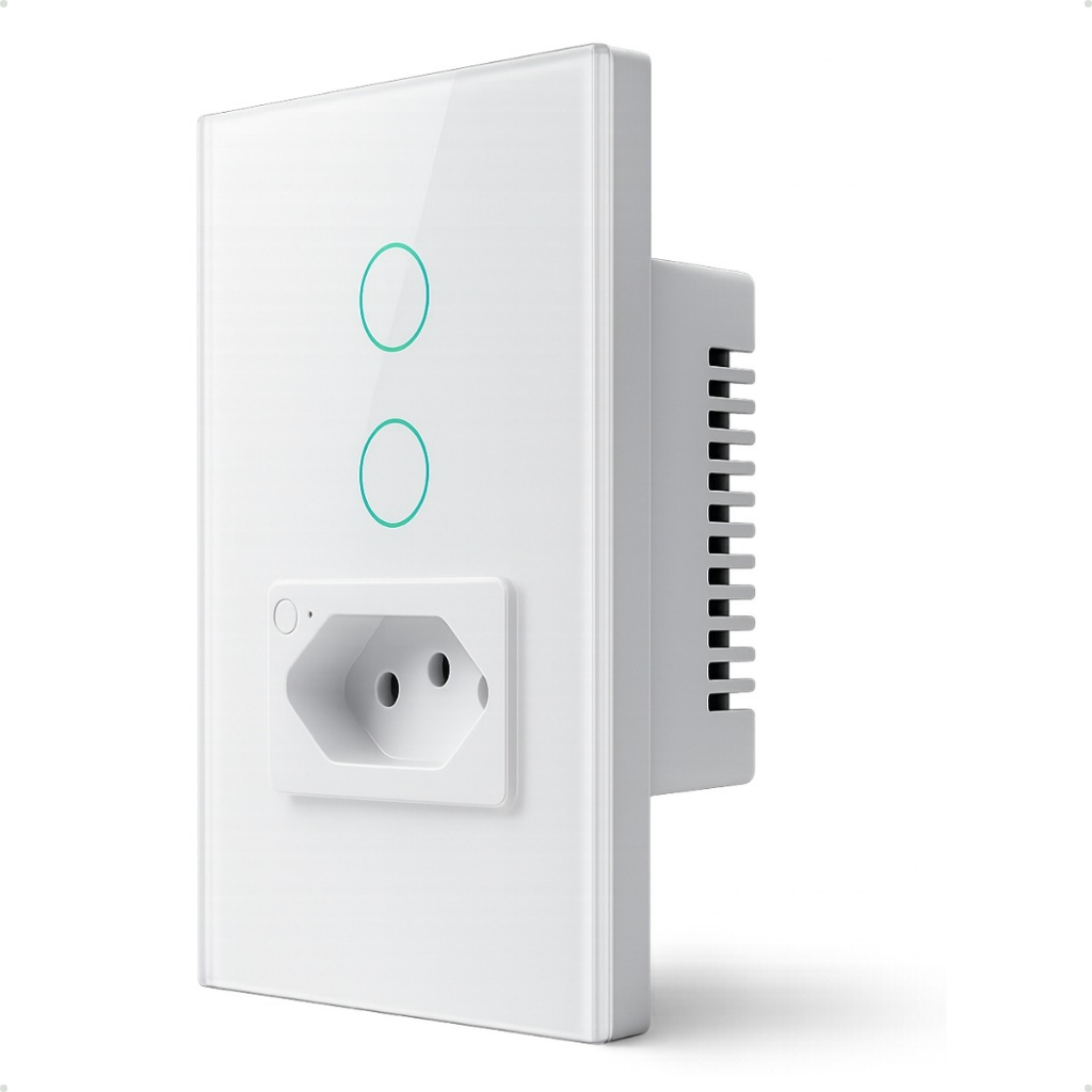 Interruptor Tomada Inteligente 2 Botões Alexa Wifi Touch