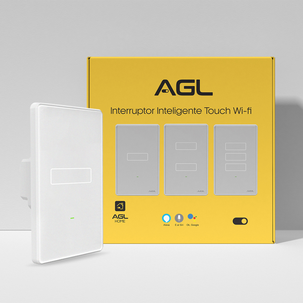 Interruptor Touch Wifi Casa smart 1 Tecla Alexa branco AGL