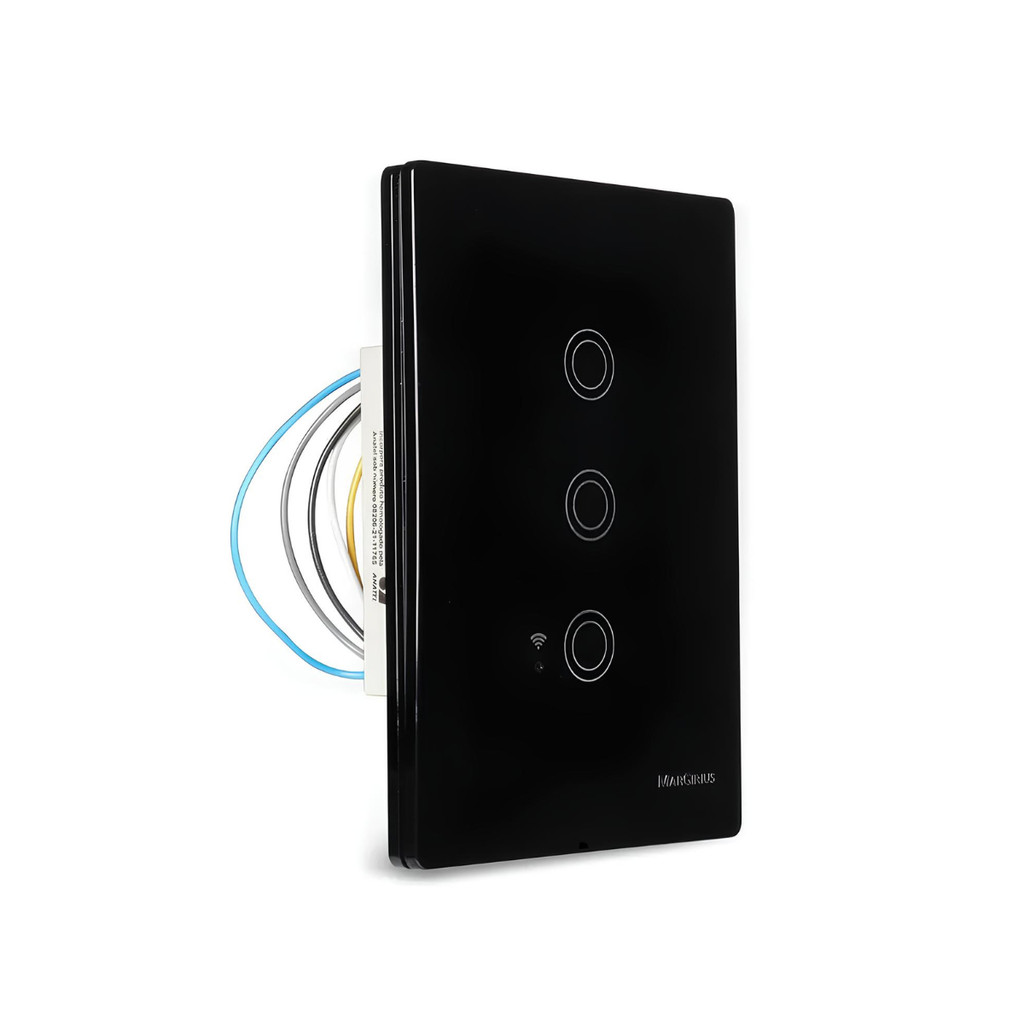 INTERRUPTOR INTELIGENTE MARGIRIUS SMART LINK TOUCH 3 TECLA PRETO BIVOLT